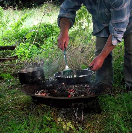 Cooking over the campfire